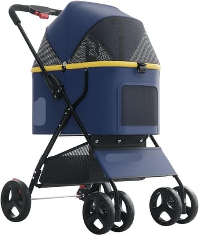 Huisdierenbuggy - Dierenwagen - Veilig vervoer - Opvouwbaar ontwerp - 81 x 43 cm - Grijs