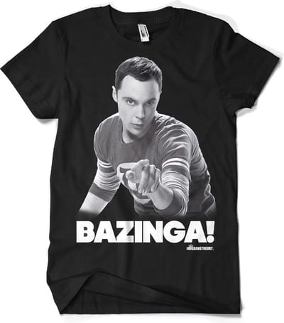 The Big Bang Theory Heren Tshirt -M- Sheldon Says BAZINGA! Zwart