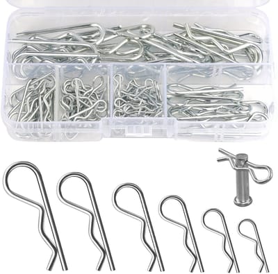 Dailygoods- Splinten Assortiment 100 Stuks - Roestvrijstalen Splinten - R-Clip Elastische Splinten - Geveerde Splinten - Koolstofstaal en Verenstaal - Afmetingen Pakket 13 x 7 x 2,2 cm - Bevestigingspennen