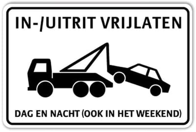 Bord In-/uitrit vrijlaten - Dag en nacht (ook in het weekend) - Weerbestendig Aluminium - 40x60 cm - Bevestiging: Zonder bevestiging (alleen het bord)