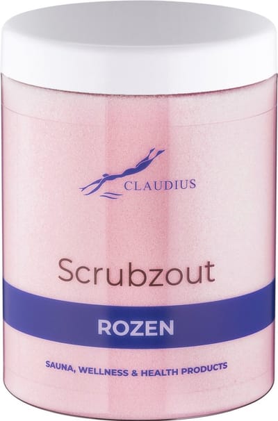 Scrubzout Rozen in handige pot - 1250 gram - met witte deksel - Hydraterende Lichaamsscrub