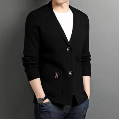 Nieuwe Herfst Katoen Heren Gebreid Vest Jas Gebreide Heren Trui Draag Een Pak Trui 4XL black