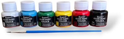 6-delige Glasverf Set – Transparante Waterbasis Verf voor Glas & Porselein – 6x25ml – Ideaal voor DIY Decoratie & Creatieve Hobbyprojecten