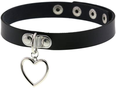 Sleutelbeenketting - Halsomtrek 32 cm~38 cm - Choker met hartvormige hanger - Halsband voor dames - Gotische leren choker - Punkstijl ketting - Choker - Halsband - Halsketting - Metalen choker - Kettingchoker - Bikerchoker - Halsring