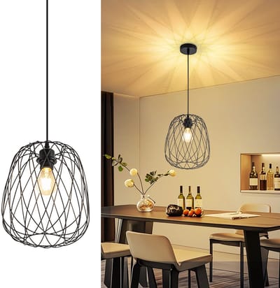 NETTLIFE Hanglamp E27 - Zwart - ovaal - Industrieel Pendellamp - 25cm - Metaal - Vintage - Eetkamerlamp Max.40W - voor Keuken | Woonkamer | Hal - Zonder Lamp