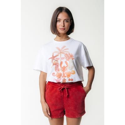 Colourful Rebel Uni Logo Acid Wash Sweat Short Racing Red Size: S | Sweatpants Outlet | Dames | Rood