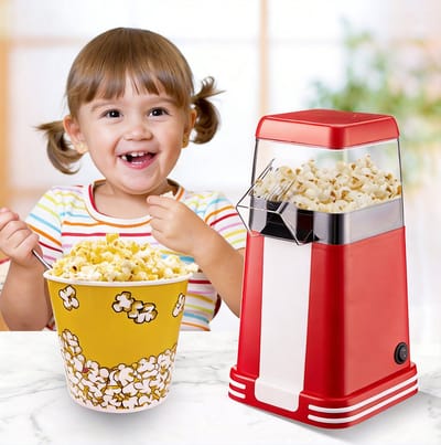 Popcorn Machine - Heetlucht Popcornmakers - 1200W Vetvrij & Snel - 2-3 Minuten & Makkelijk Schoonmaken - Voor Thuis & Kinderen