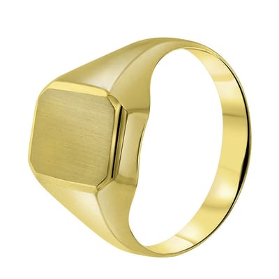 Lucardi Heren 14 Karaat geelgouden zegelring zeskant - Ring - 14 Karaat Goud - Geelgoud - 18 / 57 mm
