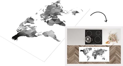 Keukenloper - Loper keuken - Wereldkaart - Vormen - Grijstinten - 120x60 cm - Keukenloper vinyl