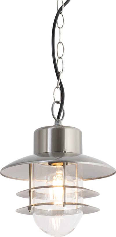 QAZQA shell - Industriele Hanglamp voor buiten - 1 lichts - Ø 21.6 cm - Staal - Industrieel - Buitenverlichting