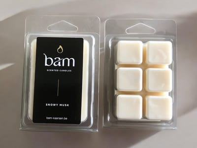 BAM Waxmelts Snowy Musk – Witte Musk Geurwax van Natuurlijke Zonnebloemwas – Vegan Wax Melts – Sterk Geurend – Voor Waxbrander – Handgemaakt in België