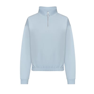 Vegan Women´s Cropped 1/4 Zip Sweater Sky Blue - XXS
