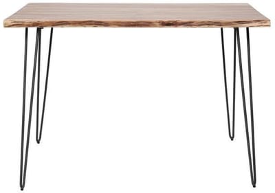 Houten Bartafel Boomstam (130cm) - Massief Acacia Houten Hoge Eettafel met Live-Edge en Boomstam Look - Hoge Tafel Voor 4 Personen met Massief Houten Tafelblad en Natuurlijke Uitstraling (130x70x92)
