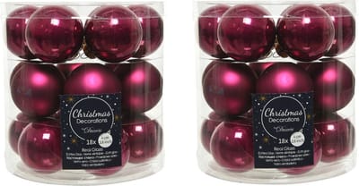 Decoris Kleine kerstballen - 36x st - framboos roze - D4 cm - glas - kerstversiering