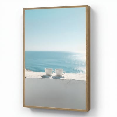 Wandlamp 70x100 cm - Oplaadbaar - Zee - Koffiekopjes - Zomers - Wandlampen binnen woonkamer - Slaapkamer lamp - Decoratieve nachtlamp - Vloerlamp draadloos