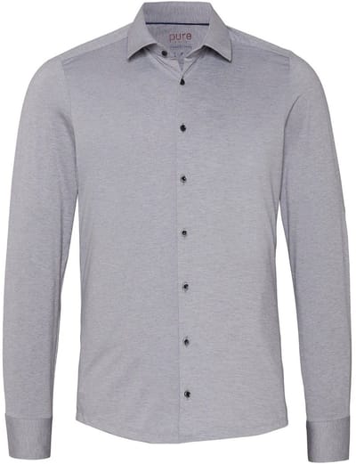 Pure Shirt Melange Grey - Maat 39 - Heren - Overhemden Formeel