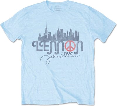John Lennon - NYC Skyline Heren T-shirt - S - Blauw