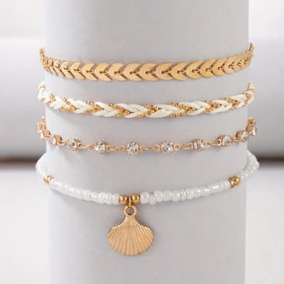 Bovista Armband - Staal - Nep Zilver - Dames - 4 St - Nep Goud