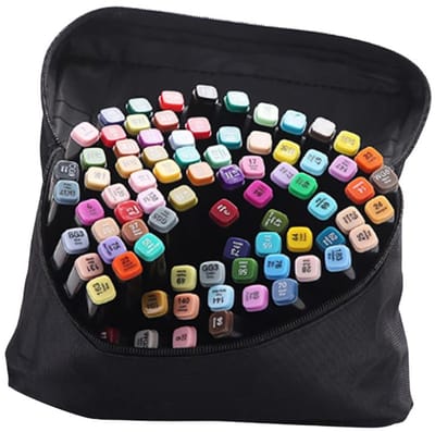 Dailygoods - Dual Tip Art Markers Fine Point Markers Set met Draagtas voor Kleuren Schetsen Tekening in Architectuurkleding Landschap Grafische Ontwerpvelden (80pcs)