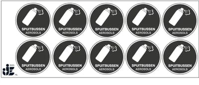 Spuitbussen afval sticker | 5 cm - 10 stuks per vel