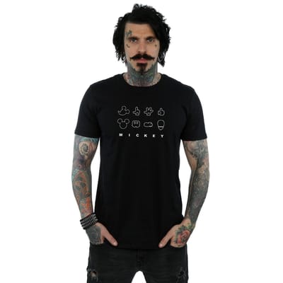 Disney Heren Mickey Mouse Deconstructed T-shirt (Zwart)