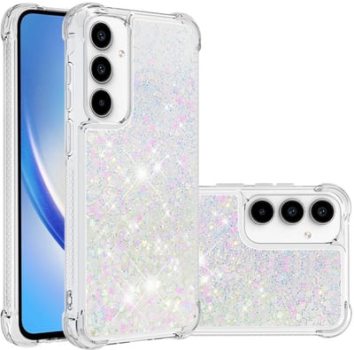 Coverup Hoesje - Geschikt voor Samsung Galaxy A57 Hoesje - Coverup Liquid Glitter Back Cover - Wit
