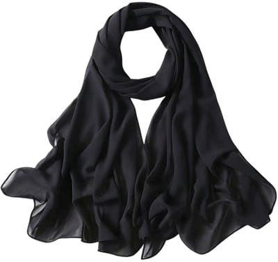 Chiffon Sjaal Zwart – 180 x 90 cm – Polyester Dames Sjaal – Lange Elegante Omslagdoek – Fashion Favorite