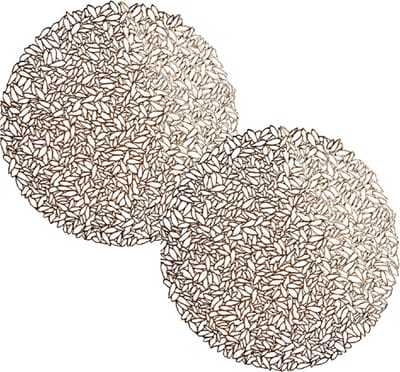 Placemats - D38 cm - metallic koper - Set van 2x stuks - kunststof