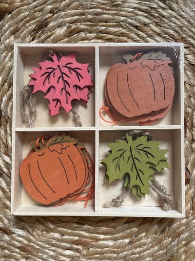 Houten Herfst figuren incl. touw - Herfstdecoratie - Labels - Cadeau versiering - Autumn - Hangers - Tak | Decoratie hout Herfsttakken - Hanger - Versiering - Kalebas - Bladeren - Eikenblad | Peuterspeelzaal - School - Kinderopvang - DH collection