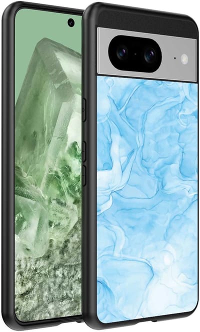Geschikt voor Google Pixel 8 Telefoonhoesje met marmer opdruk - TPU backcover case marble design - Lichtblauw - Smartphonica geschikt voor Google Pixel 8