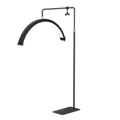 Archi LED Videolamp – Halvemaan Vloerlamp – Dimbaar – Met Statief 190 cm – Inclusief Telefoonhouder & Afstandsbediening - 36W