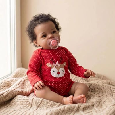 Reborn Baby Pop - Levensnoodpop Siliconen pop - Rollenspel - Gedetailleerde huid - 45 cm - Rode kleding