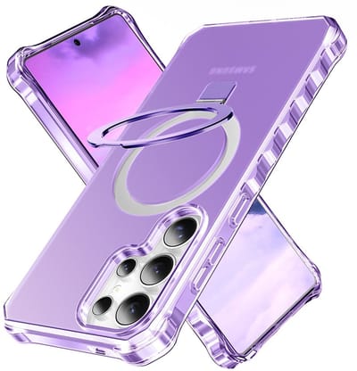 Coverup Hoesje - Geschikt voor Samsung Galaxy S25 Ultra Hoesje - Coverup ShockProof TPU Back Cover met MagSafe Compatible Ring Kickstand - Paars