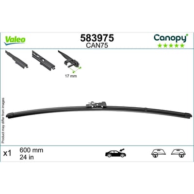 Wisserblad VALEO Canopy 583975, 600mm, Voor, 1 Stuk