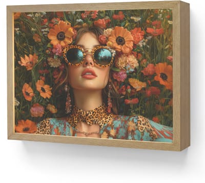 Wandlamp 40x30 cm - Oplaadbaar - Vrouwen - Bloemen - Modern - Bril - Abstract - Wandlampen binnen woonkamer - Slaapkamer lamp - Decoratieve nachtlamp - Vloerlamp draadloos