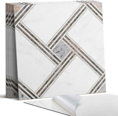 Coloray Wandpanelen Zelfklevend - Geometrisch patroon met lijnen Zelfklevende Wandpanelen - 50 cm x 50 cm - Wit Wandpaneel PVC - 5 stuks - Texturen Wandpanelen Zelfklevend - Keuken Wandpanelen - Wandpanelen Badkamer