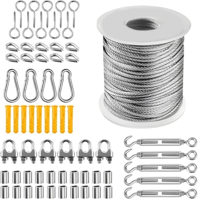 Stalen Kabel Set - Gecoate Draad - Tuin Ophanging - Compleet Installatiepakket - 30 Meter 2mm - Zilver