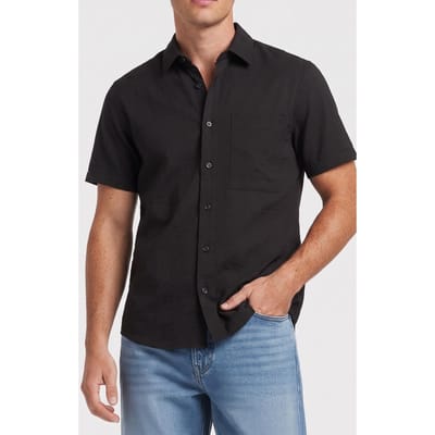 Calvin Klein Ss Solid Seersucker Shirt Black Taglia: XL | Camicie Casual Outlet | Uomo | Nero