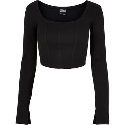 Urban Classics - Short Rib Corsage Longsleeve top - XS - Zwart