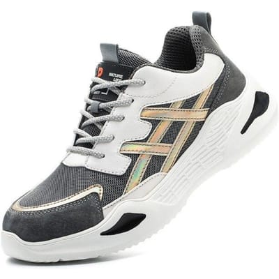 Cozok Lichtgewicht Ademende Beschermende Mesh Veiligheidsschoenen Voor Heren Punctiebestendige Stalen Neus Werksneakers Maat 46 44 black