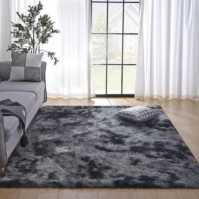 Vloerkleden, pluizige tapijten voor in de slaapkamer, vloermatten, anti-slip woonkamertapijten, shaggy pluche tapijten voor de woonkamer, woondecoratie (zwart grijs, 200 * 300 cm)