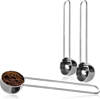3x koffiemaatlepels van roestvrij staal - maatlepels voor thee, koffie, cappuccino, cacao en espresso - maatlepels met draadhandvat, eenvoudig doseren (zilverkleurig - 15ml)