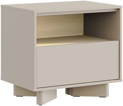 Selsey Distria – Nachtkastje met lade kasjmiergrijs / eikenlook, 50 cm