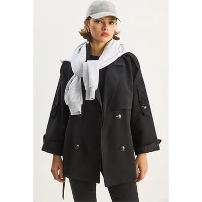 Knopen Midi Trenchcoat