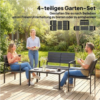 YYchan loungeset voor buiten - 4 personen - zwart - 104 x 71 x 76,5 cm