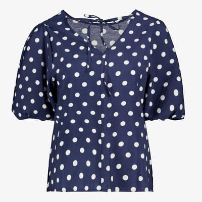 TwoDay dames top met polkadots blauw - Maat S