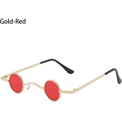 Kleine Ronde Metalen Frame Zonnebril voor Dames Heren Anti-Reflecterend Hip Hop Punk Mode Zonnebril Ultra Mini Ontwerp As shown beige