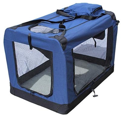 Opvouwbare transportbox - Dierenverblijf - Veilig reizen - Hoge zichtbaarheid - 102 x 69 x 69 cm - Marineblauw