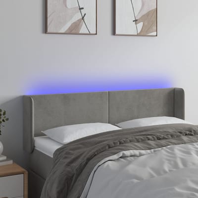 vidaXL - Hoofdbord - LED - 147x16x78/88 - cm - fluweel - lichtgrijs