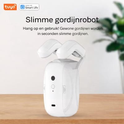 2-Pack Tuya Smart Wifi Gordijn Robot - Ronde Roman gordijnrails - Roede - Wit - Smart home gordijnmotor - Smart Gordijn - Automatisch gordijn